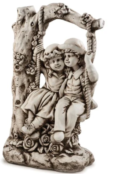 Boy & Girl On Swing Garden Statue