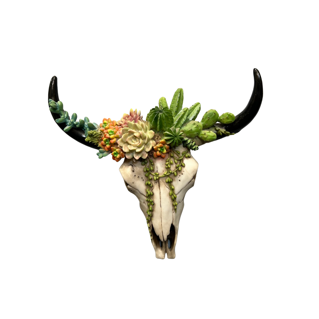 Cactus Cow Skull Wall Hanger