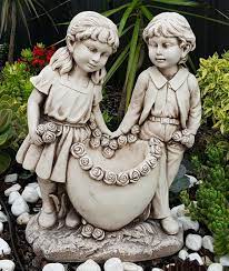 Boy and Girl with Heart Planter