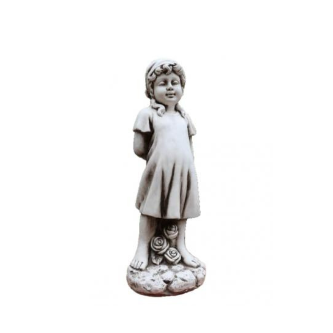 Girl Holding Roses Garden Statue