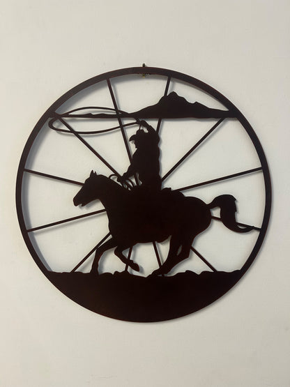 Rodeo In Wheel Wall Art