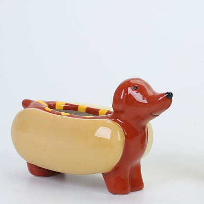 Hot Dog Ceramic Planter