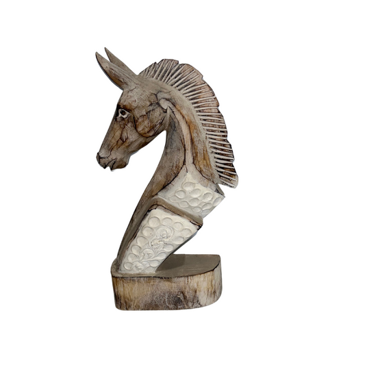 Wooden Horse Head White Wash