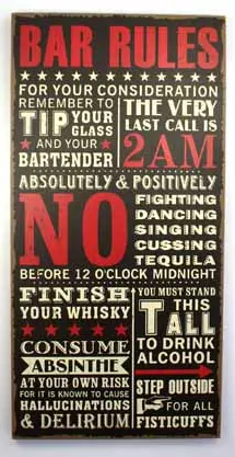 Wall Deco Bar Rules 40x80cm