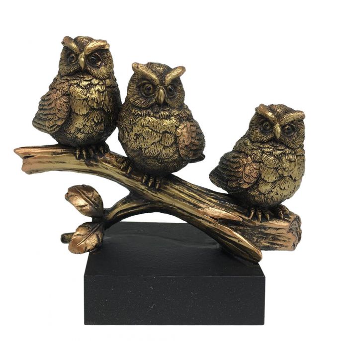 Bronze Owls On Branch