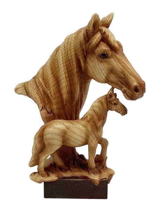 Carved Mare & Foal Bust