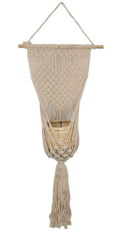 Macramé Heart Hanging Pot