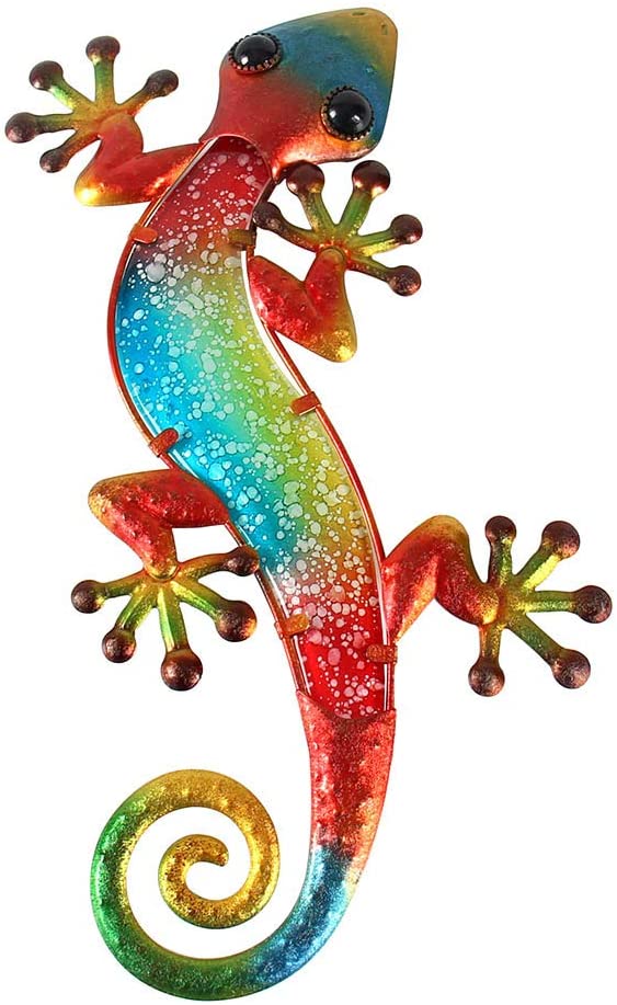 Multi Coloured Glass Lizard Wall Art