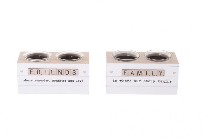 Scrabble Heart Double Candle Holder