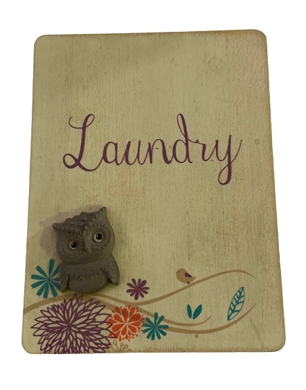 Tiny Owl Door Plaque Laundry