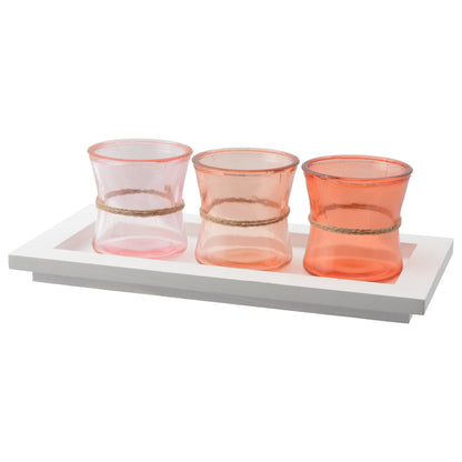 Mia Set of 3 Votives on Tray Orange