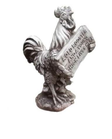 Old Rooster & Young Chick Statue