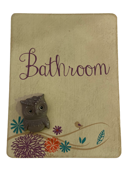 Tiny Owl Door Plaque Bathroom