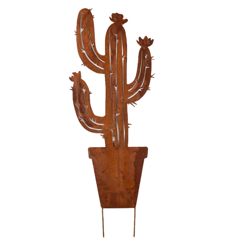 Saguaro Cactus Garden Stake Rust