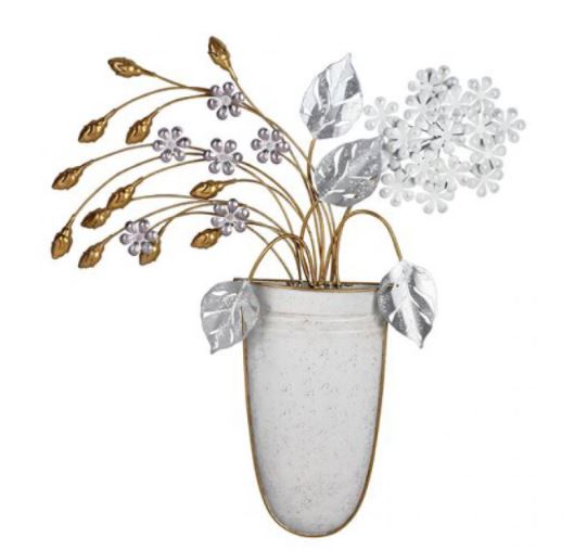 Silver/Gold Flowers In Vase Wall Art